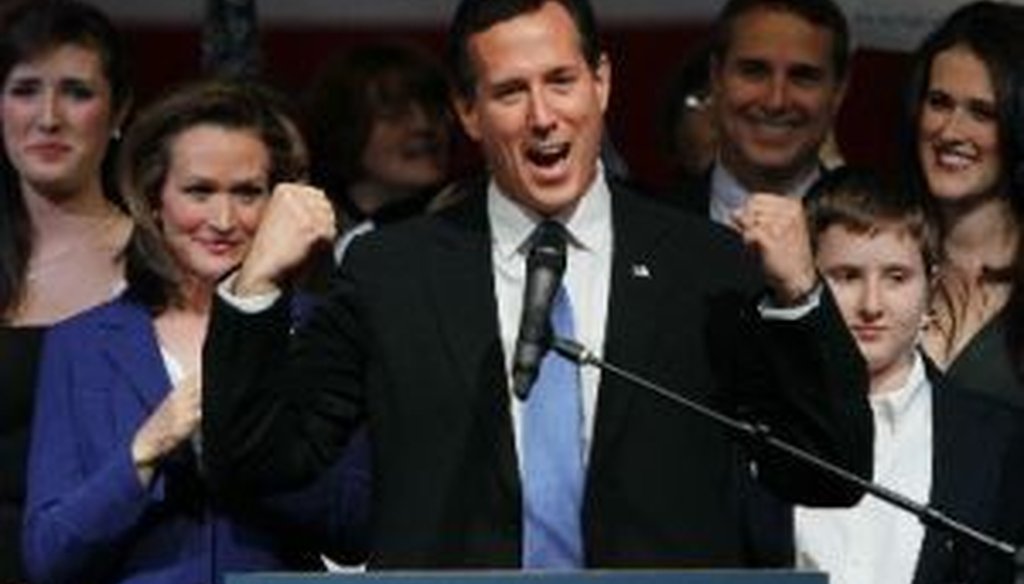 Rick Santorum addressed supporters in Steubenville, Ohio, after Super Tuesday balloting on March 6, 2012.