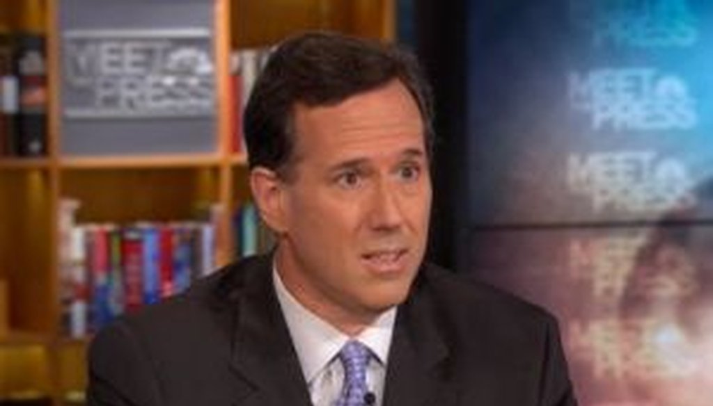 Former Sen. Rick Santorum, a Republican presidential candidate, sat for an interview on the June 12, 2011, "Meet the Press." We checked one of his claims.