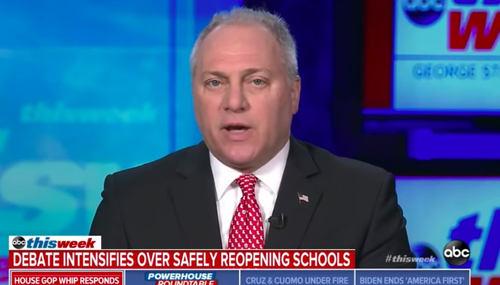Rep. Steve Scalise, R-La., talks about the federal response to COVID-19 on ABC News. (Screenshot)