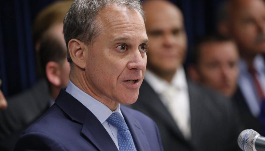 State Attorney General Eric Schneiderman claimed the state's uninsured rate has been cut in half since 2013. (Derek Gee/Buffalo News)