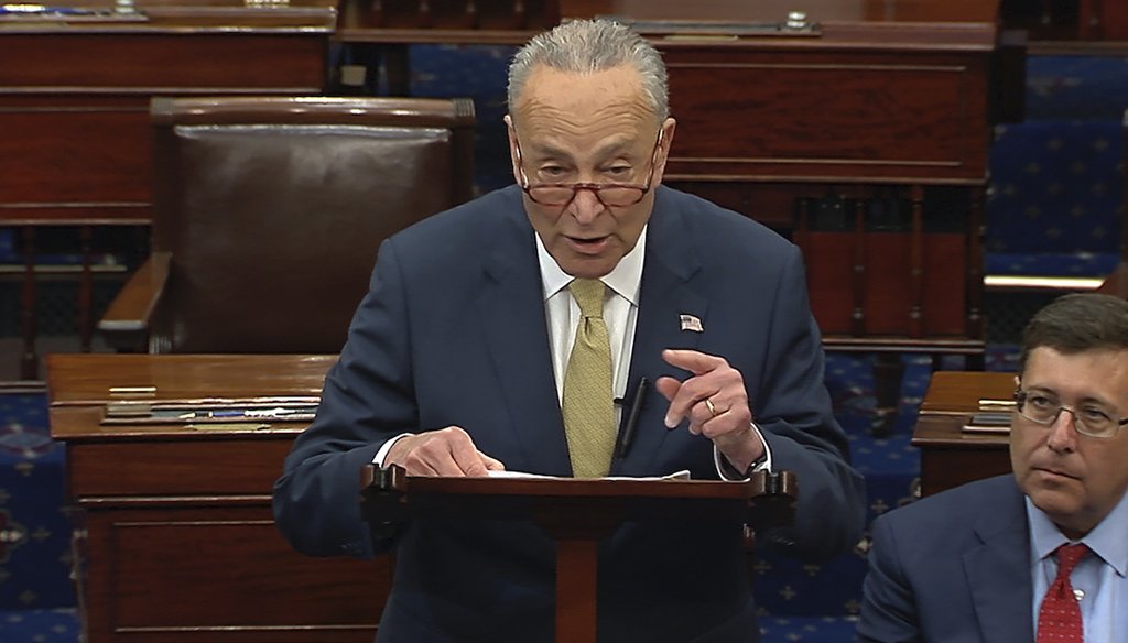 Senate Majority Leader Chuck Schumer (D-NY) speaks about mass shootings during a speech on the floor of the U.S. Senate on May 25, 2022. (Senate Television via AP)