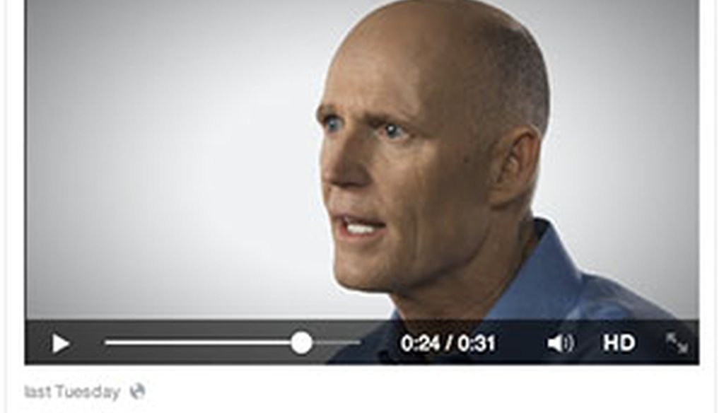 Rick Scott talks about Medicare in an online ad featured on his Facebook page. 