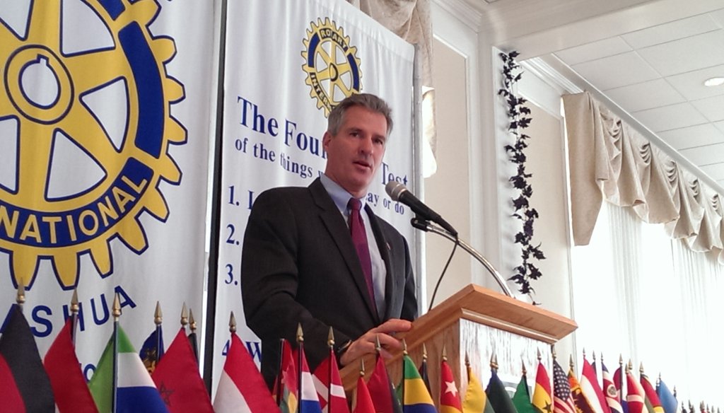Former U.S. Sen. Scott Brown, R-Mass., speaks to members of the Nashua Rotary Club at the Nashua Country Club on Monday, Oct. 28, 2013. Photo by Jim Haddadin  