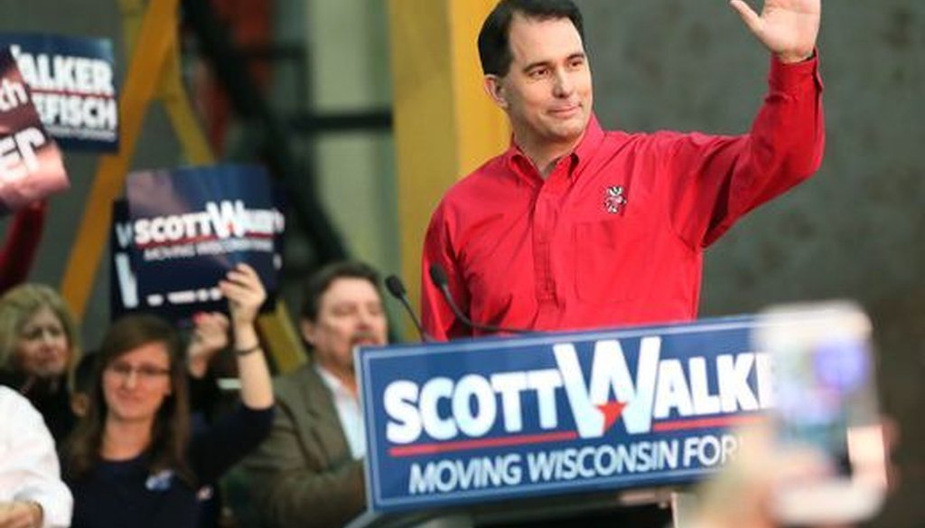 One of Gov. Scott Walker's 2018 re-election campaign announcement rallies was held Nov. 5, 2017 at Weldall Manufacturing in Waukesha. (Michael Sears/Milwaukee Journal Sentinel)