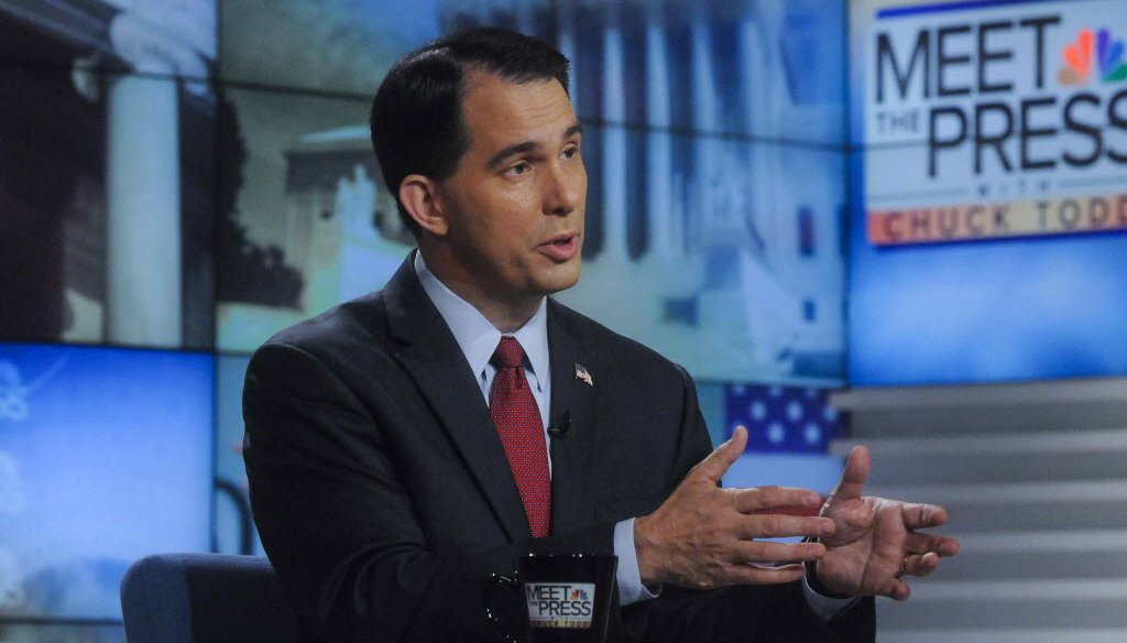 Gov. Scott Walker was asked about building a wall on the U.S.-Canada border during an interview on "Meet the Press" that was done on Aug. 29, 2015. (NBC photo)
