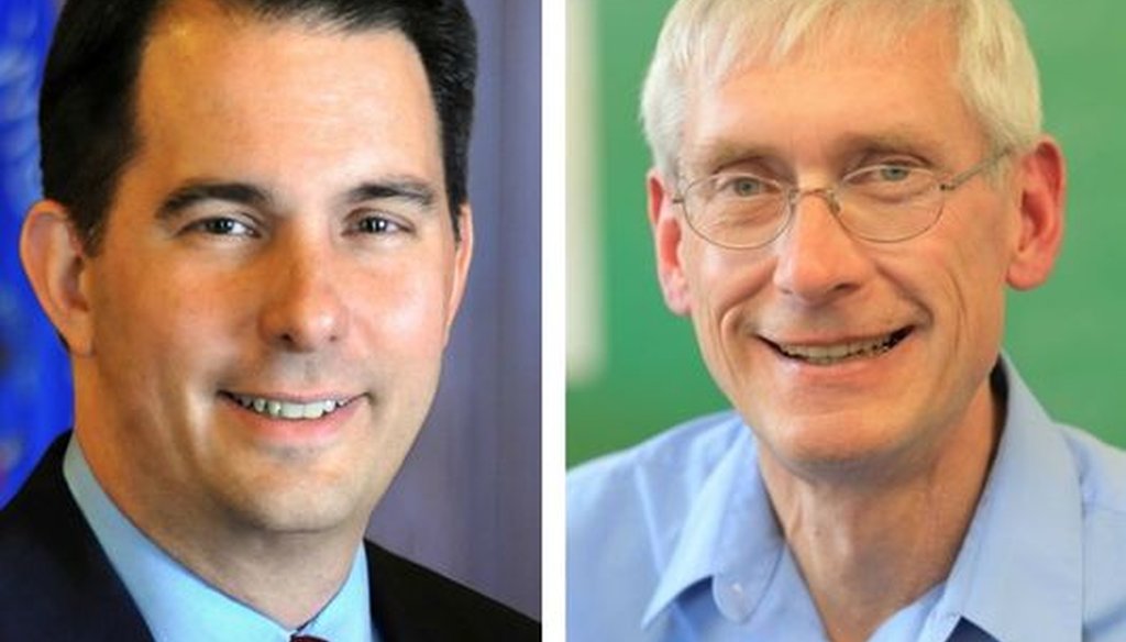 Republican Gov. Scott Walker (left) is seeking a third term in the Nov. 6, 2018 election. His challenger is Democrat Tony Evers, the state schools superintendent.