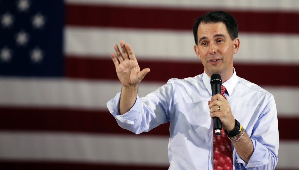 While campaigning in Las Vegas on Sept. 14, 2015, Gov. Scott Walker unveiled a proposal for reforming labor laws at the national level. (AP photo)
