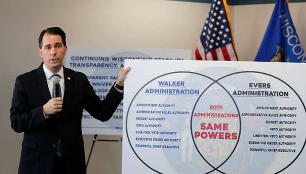 Gov. Scott Walker signed lame-duck legislation that limits the powers of his successor, although he argued otherwise during the signing. (USA Today Network-Wisconsin)