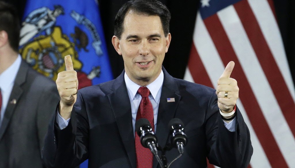 Republican Wisconsin Gov. Scott Walker celebrating his re-election win on Nov. 4, 2014. The victory fueled talk of Walker as a potential presidential candidate in 2016. (AP photo)