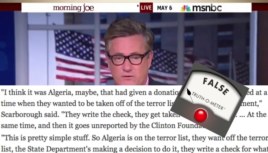 Joe Scarborough discussed our fact-check on his May 6, 2015, show.