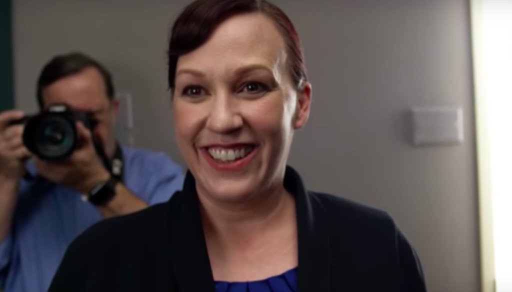 Screenshot from Mary Jennings Hegar's viral campaign ad.