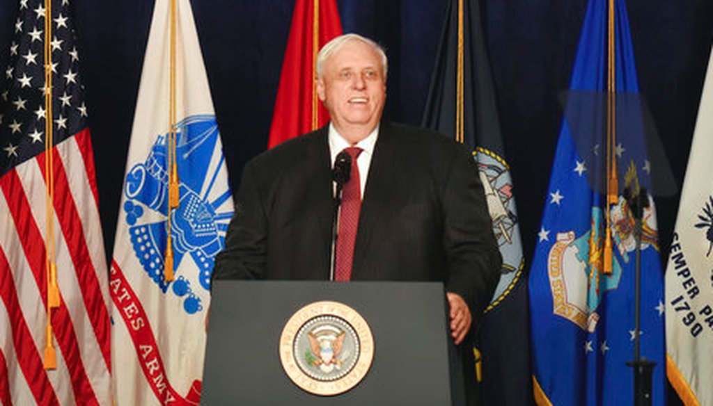 West Virginia Gov. Jim Justice speaks at a Salute to Service charity dinner on July 3, 2018. (AP/Chris Jackson)