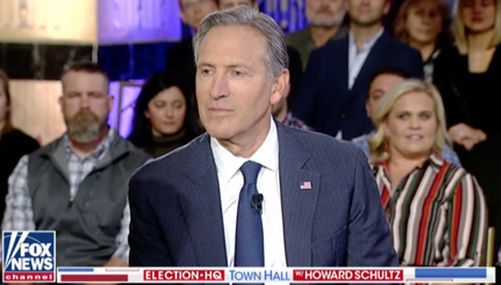 Starbucks founder Howard Schultz participated in a town hall on Fox News on April 4, 2019.