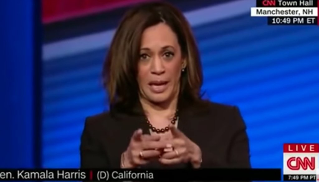 Kamala Harris makes a point at a recent CNN town hall.