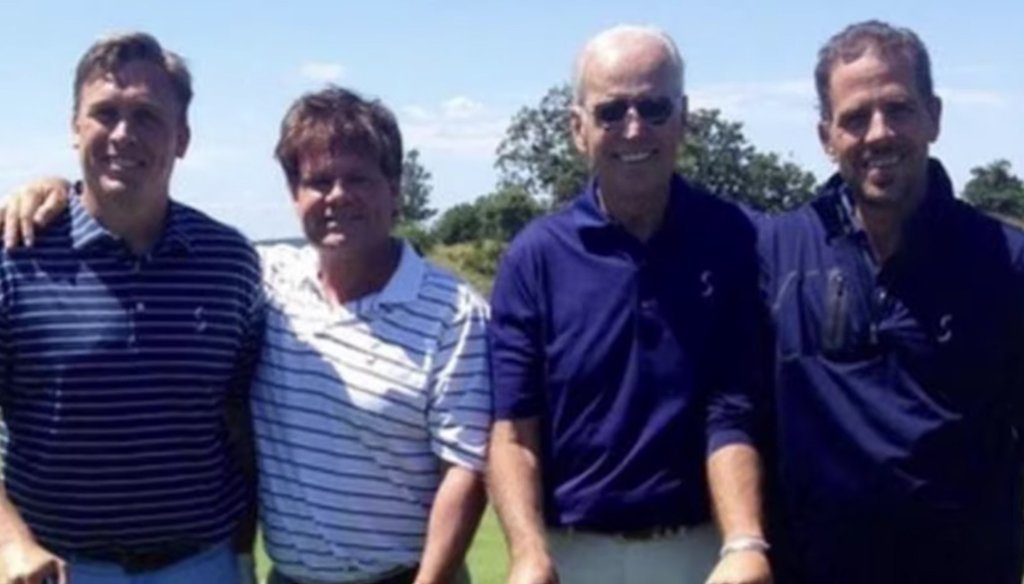 Devon Archer (far left) is pictured with Joe and Hunter Biden. (Screenshot from Twitter)