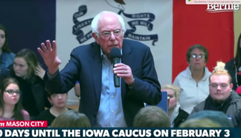 Bernie Sanders gives an hour-long speech in Mason City, Iowa, on Jan. 4, 2020. We broke down his speech here.