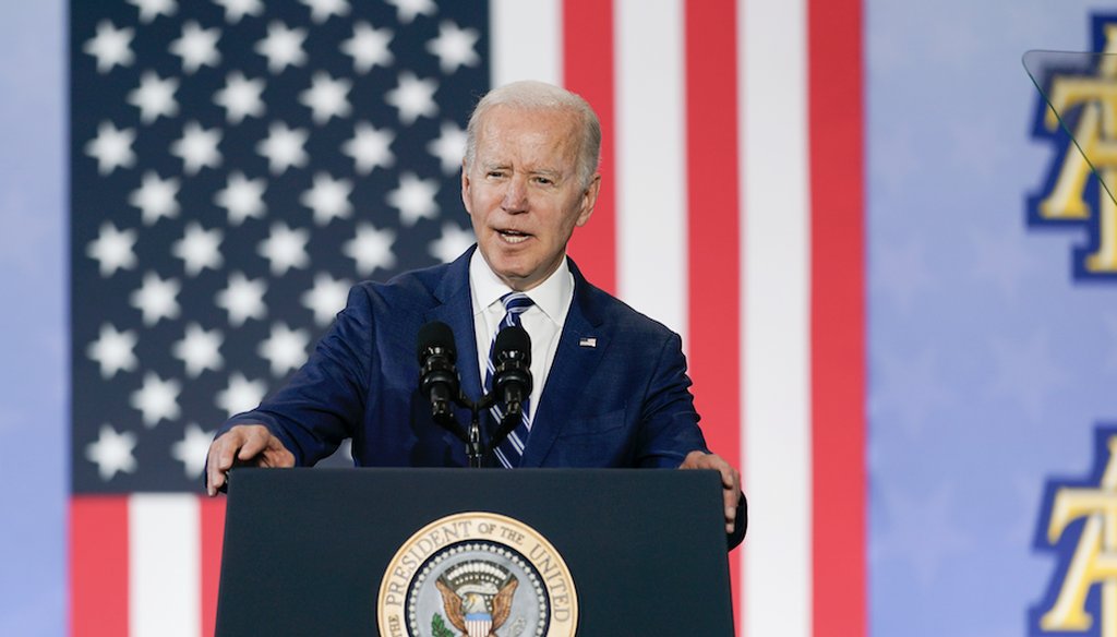 President Joe Biden speaks at North Carolina A&T State University in Greensboro, N.C., on April 14, 2022. (AP)