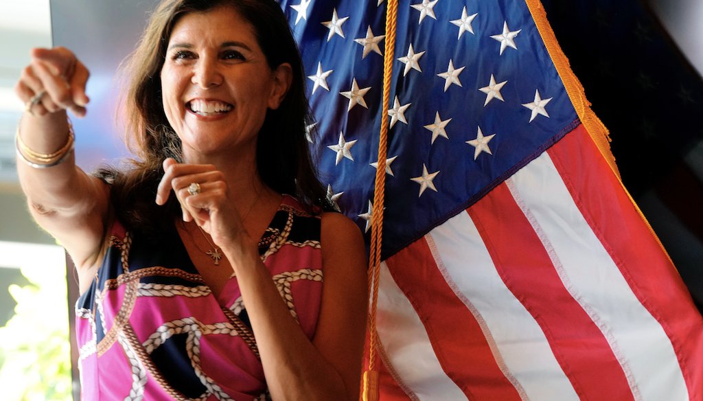 Former South Carolina Gov. Nikki Haley during a campaign rally with U.S. Rep. Nancy Mace ahead of South Carolina's GOP primary elections on June 12, 2022, in Summerville, S.C. (AP)