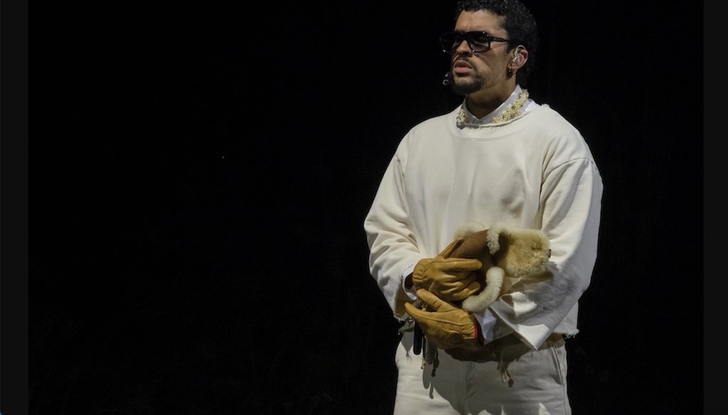 Bad Bunny performs during the final concert of his summer residency in his homeland at the Coliseo de Puerto Rico Jose Miguel Agrelot, in San Juan, Puerto Rico, Sept. 20, 2025. (AP)