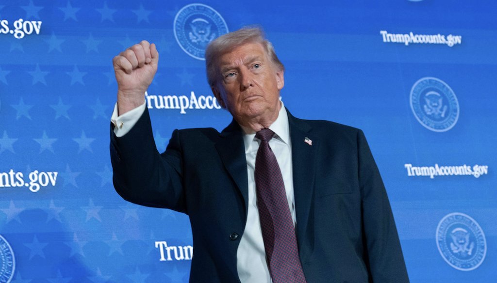 President Donald Trump waves to the crowd after speaking during the launch of a program known as Trump Accounts at the Andrew W. Mellon Auditorium, Jan. 28, 2026, in Washington. (AP)
