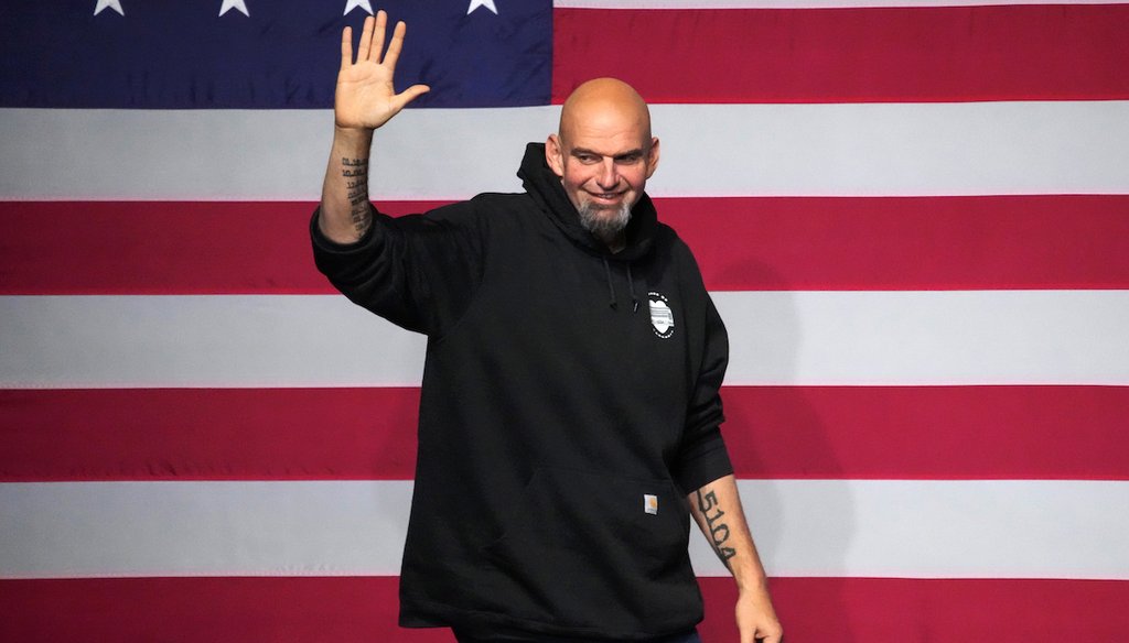 This file photo shows Sen. John Fetterman at an election night party in Pittsburgh on Nov. 9, 2022. (AP)