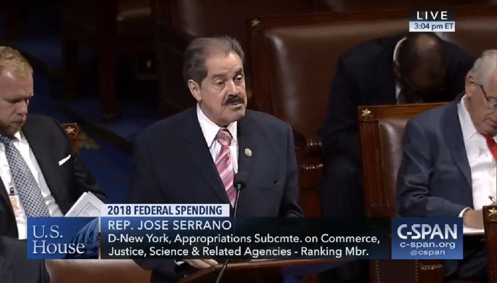 Rep. José Serrano claimed Republicans in Congress are proposing legislation to restore gun rights for felons. (Screenshot from C-SPAN video)