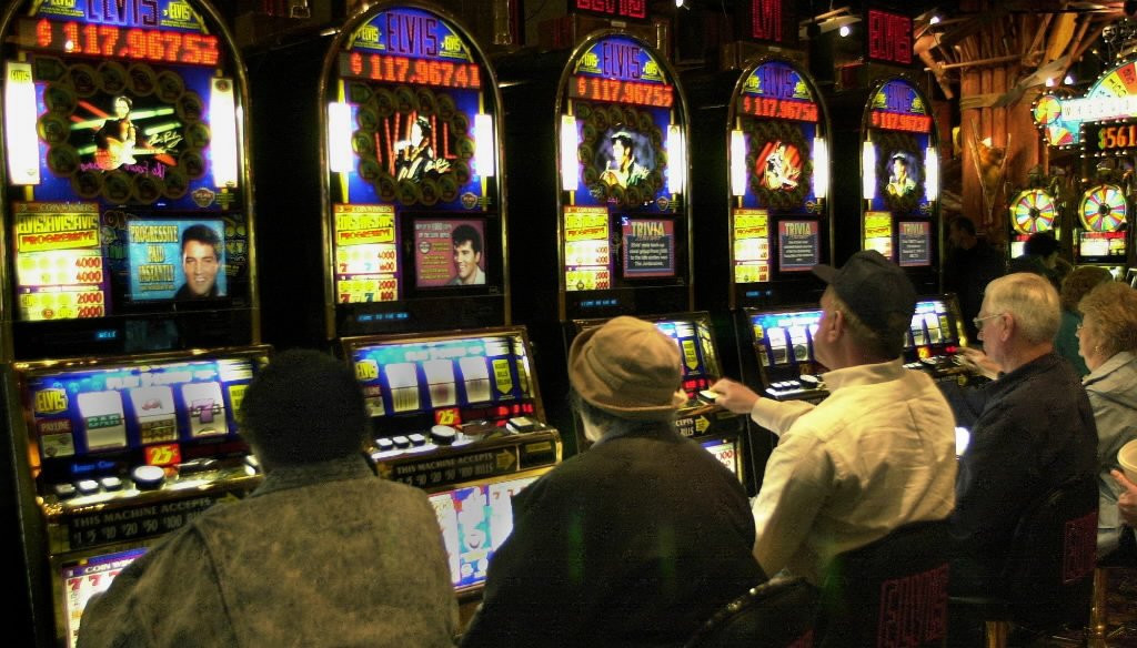 Gamblers play the slot machines at Potawatomi Bingo Casino in Milwaukee.