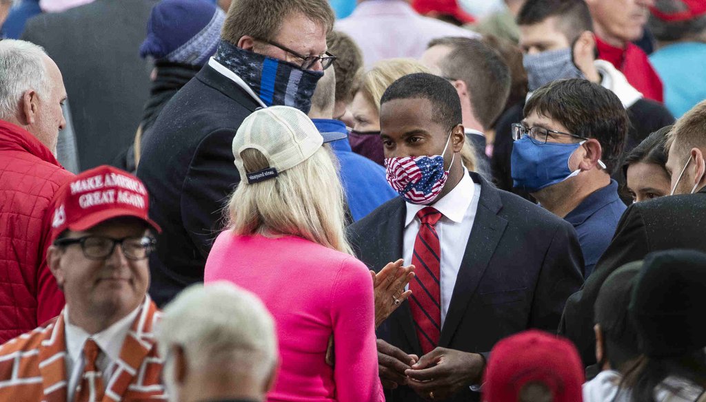 At a President Donald Trump rally on Thursday, Sept. 10, 2020. James called for dispelling "any hint of hate, racism and anti-Semitism in our ranks" (Mandi Wright, Detroit Free Press)