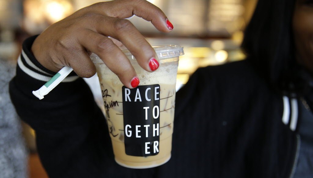 Starbucks' "Race Together" campaign aims to spark a national conversation about race. (AP photo)