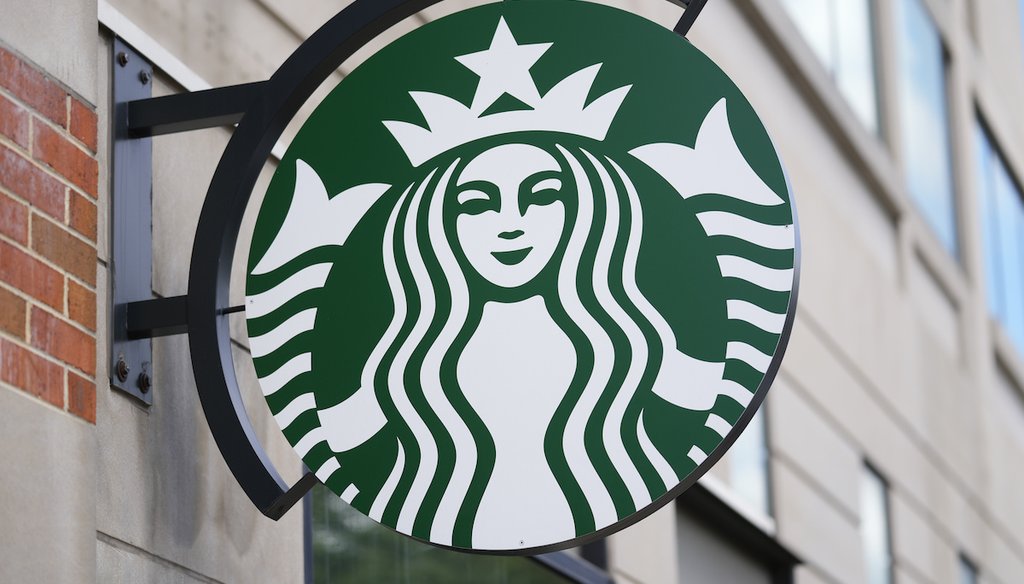 A sign at a Starbucks is displayed in Philadelphia, Wednesday, May 1, 2024. (AP)