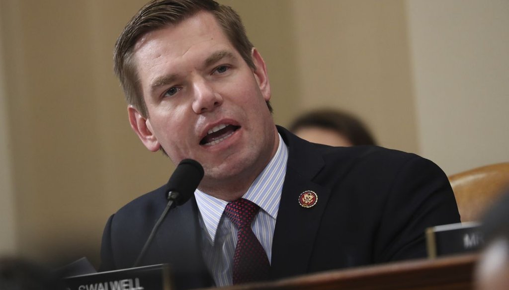 Rep. Eric Swalwell, D-Calif., speaks during a House Intelligence Committee hearing on Nov. 15, 2019. (AP)