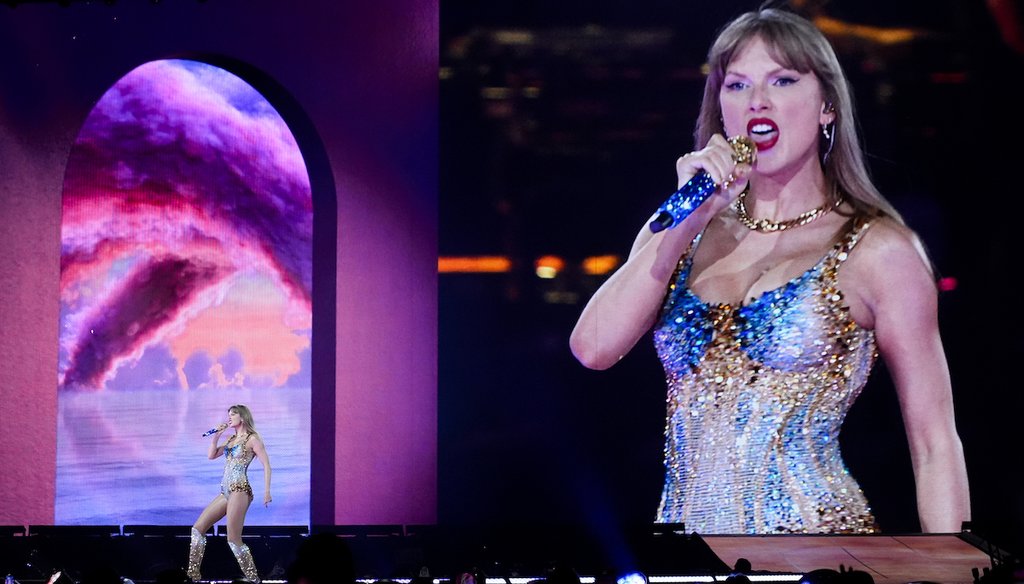 Taylor Swift performs during "The Eras Tour" on Dec. 6, 2024, in Vancouver, British Columbia. (AP)