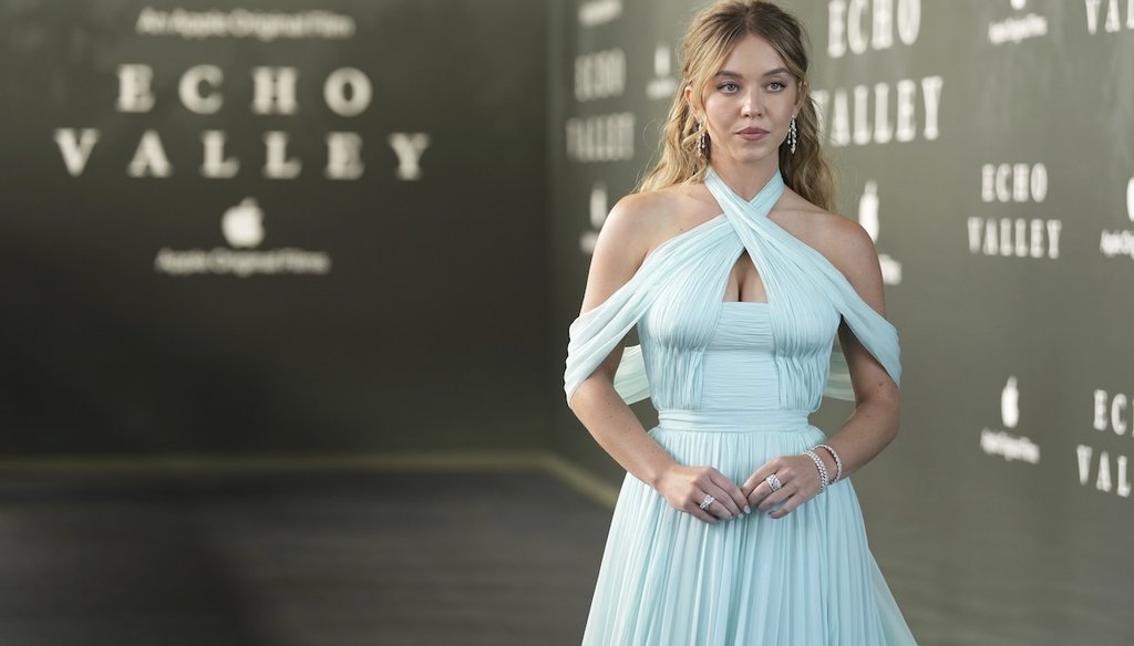 Sydney Sweeney poses for photographers upon arrival at the premiere of the film 'Echo Valley' on June 10, 2025, in London. (AP)