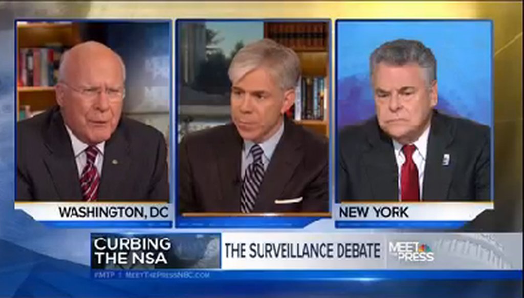 Sen. Patrick Leahy, D-Vt., and Rep. Peter King, R-N.Y., debated the NSA surveillance program Sunday on NBC's “Meet the Press."