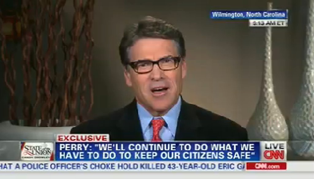 Texas Gov. Rick Perry appeared on CNN's "State of the Union" on Aug. 3, 2014.