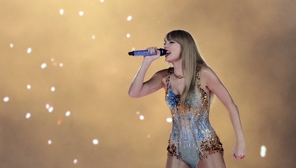 Taylor Swift performs during "The Eras Tour," Aug. 7, 2023, at SoFi Stadium in Los Angeles. (AP)