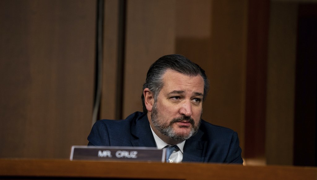 Sen. Ted Cruz, R-Texas, at the Senate Judiciary Committee's confirmation hearing for Supreme Court nominee Amy Coney Barrett on Oct. 15, 2020, on Capitol Hill in Washington. (AP/Moneymaker)