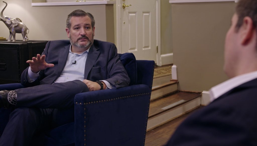 U.S. Sen. Ted Cruz speaks with political reporter Jonathan Swan of Axios