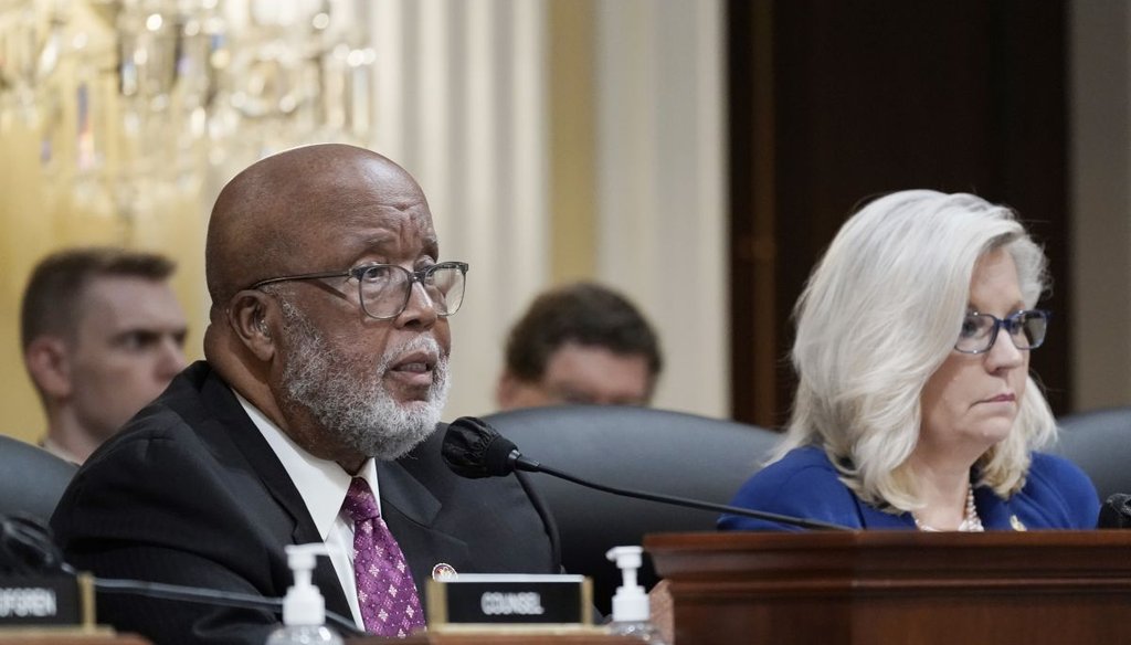Chairman Bennie Thompson, D-Miss., and Vice Chair Liz Cheney, R-Wyo., at a meeting of the House Jan. 6 committee on Oct. 13, 2022. (AP)