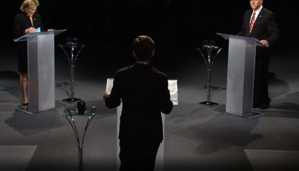 In North Carolina on Oct. 7, 2014, Democrat Kay Hagan and Republican Thom Tillis debated with ABC News' George Stephanopoulos as moderator.