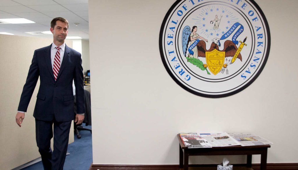 Sen. Tom Cotton, R-Ark., at his office, wrote an open letter to Iran that stirred domestic and international reactions. (The New York Times)