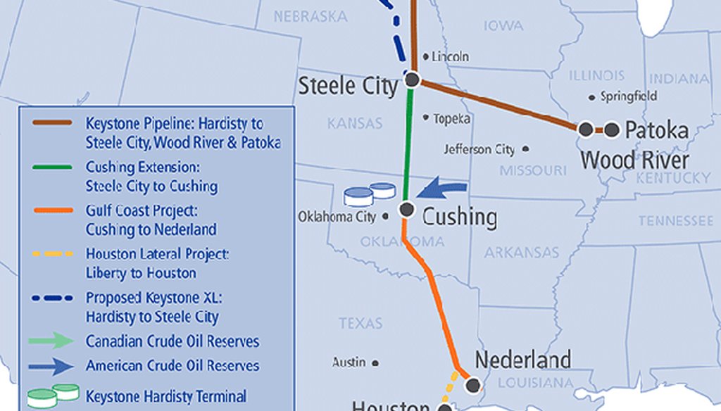 A map by TransCanada of the proposed Keystone XL pipeline route.