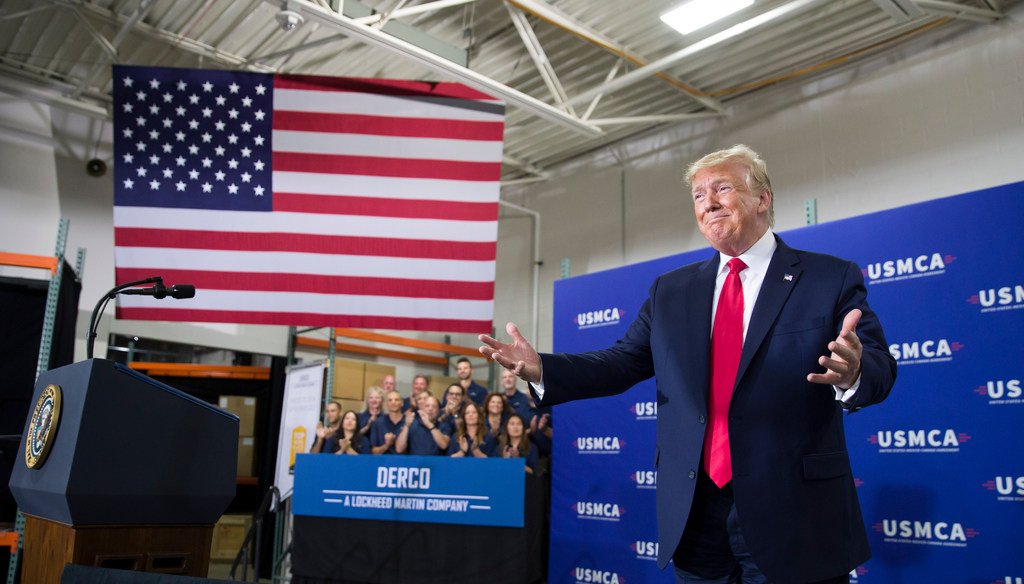 President Donald Trump speaks at Derco Aerospace on July 12, 2019. AP Photo/Alex Brandon