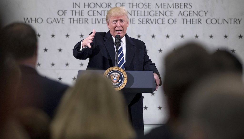 President Donald J. Trump visits the CIA on Jan. 21, 2017. (AP Photo)