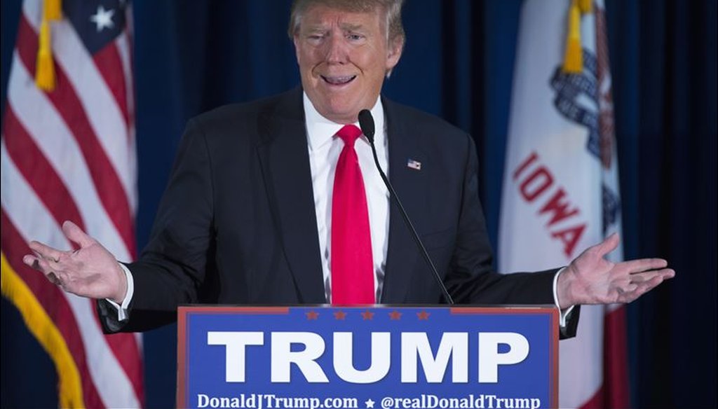 Donald Trump campaigned in Norwalk, Iowa on Jan. 20, 2016. (Associated Press)