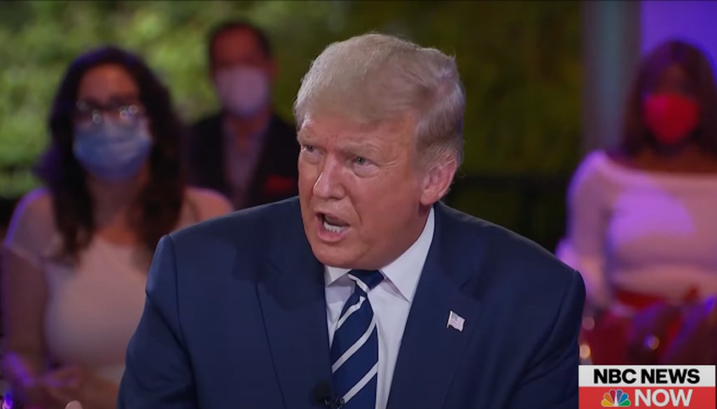 President Trump speaks during an NBC Town Hall on Oct. 15, 2020.