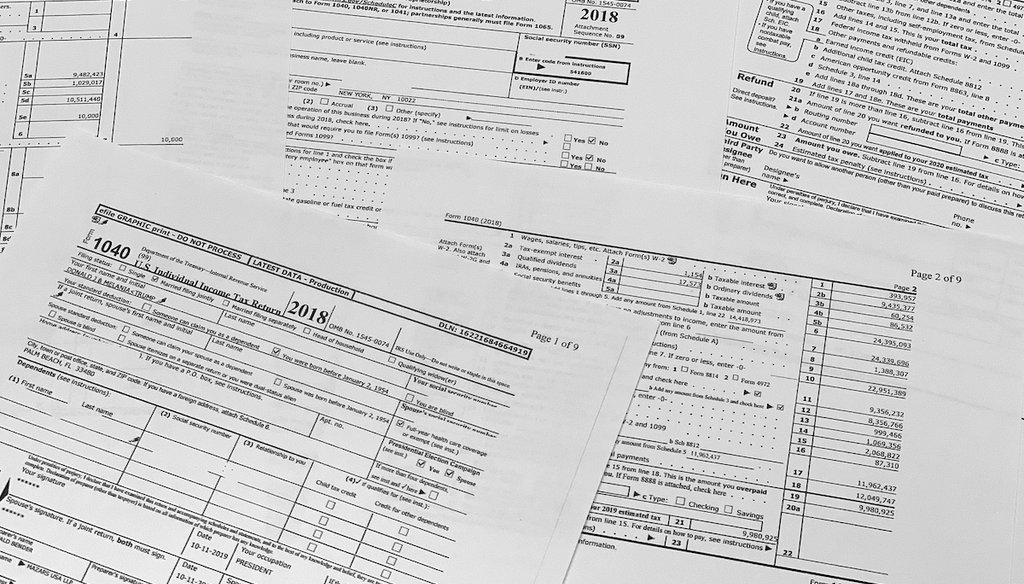 The Democratic-led House Ways and Means Committee on Dec. 30, 2022, released copies of former President Donald Trump's federal income tax returns, including this one from 2018. (AP