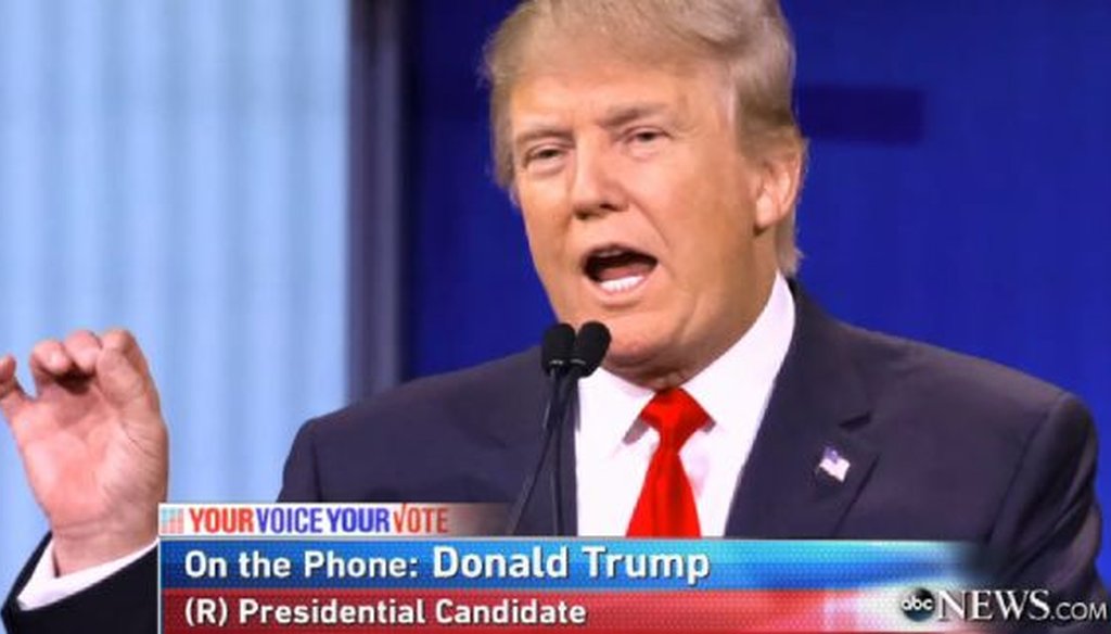 Republican presidential candidate Donald Trump appeared by phone on ABC's "This Week" on Nov. 22, 2015.