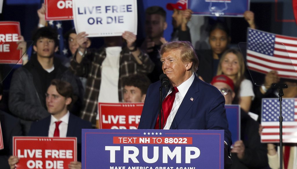 Former President Donald Trump speaks at a campaign rally Dec. 16, 2023, in Durham, N.H. (AP)