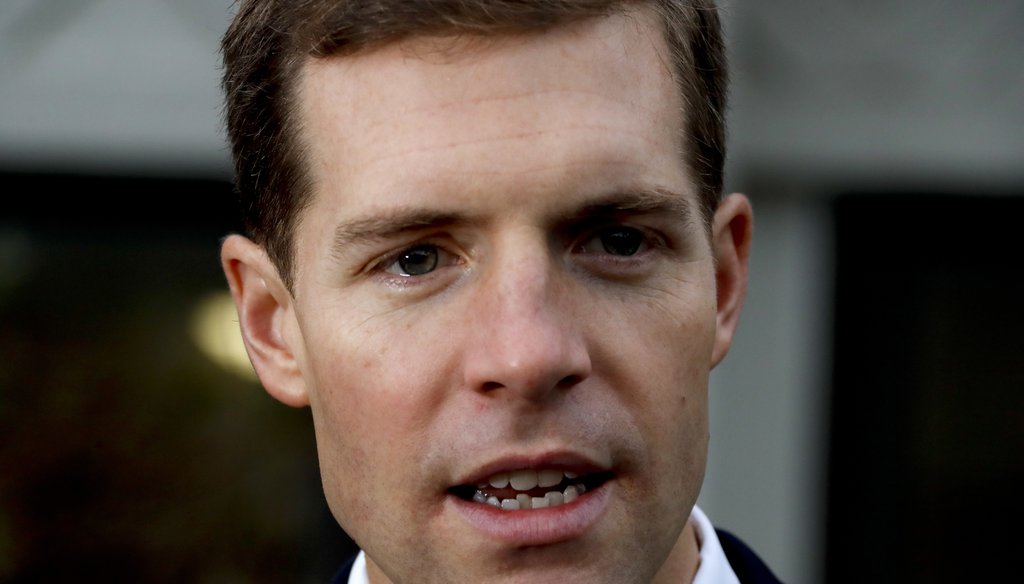 Rep. Conor Lamb, D-Pa, who is running against Rep Keith Rothfus, R-Pa in Pennsylvania's 17th Congressional District, talks with reporters after voting Tuesday, Nov. 6, 2018 in Mt. Lebanon, Pa. (AP Photo/Gene J. Puskar)